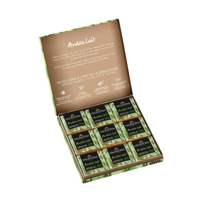 gift box of andoa lactee milk 39 18 squares by valrhona