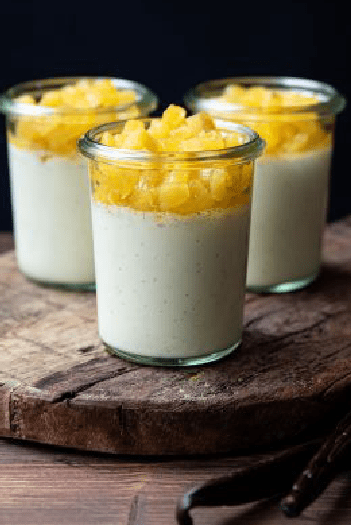 Vanilla Panna cotta with pineapple compote